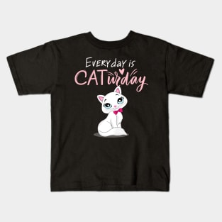 Everyday Is Caturday Quote For Cat Lovers Kids T-Shirt